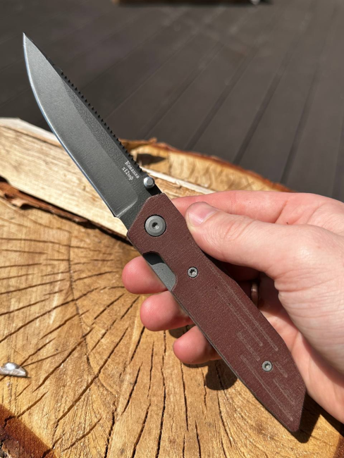 Складной нож "Аист" сталь х12мф накладки текстолит с клипсой Складной нож "Аист" сталь х12мф накладки текстолит с клипсой