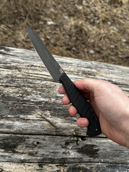 Нож кухонный шеф №2 цельнометаллический сталь х12мф рукоять g10