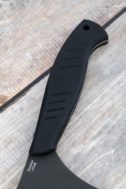 Тяпка цельнометаллическая сталь х12мф, накладки G10 черные Тяпка цельнометаллическая сталь х12мф, накладки G10 черные