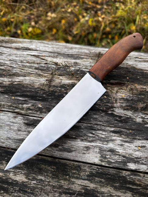 Шеф нож №12 сталь 95х18 (полированная) рукоять кавказский орех Шеф нож №12 сталь 95х18 (полированная) рукоять кавказский орех